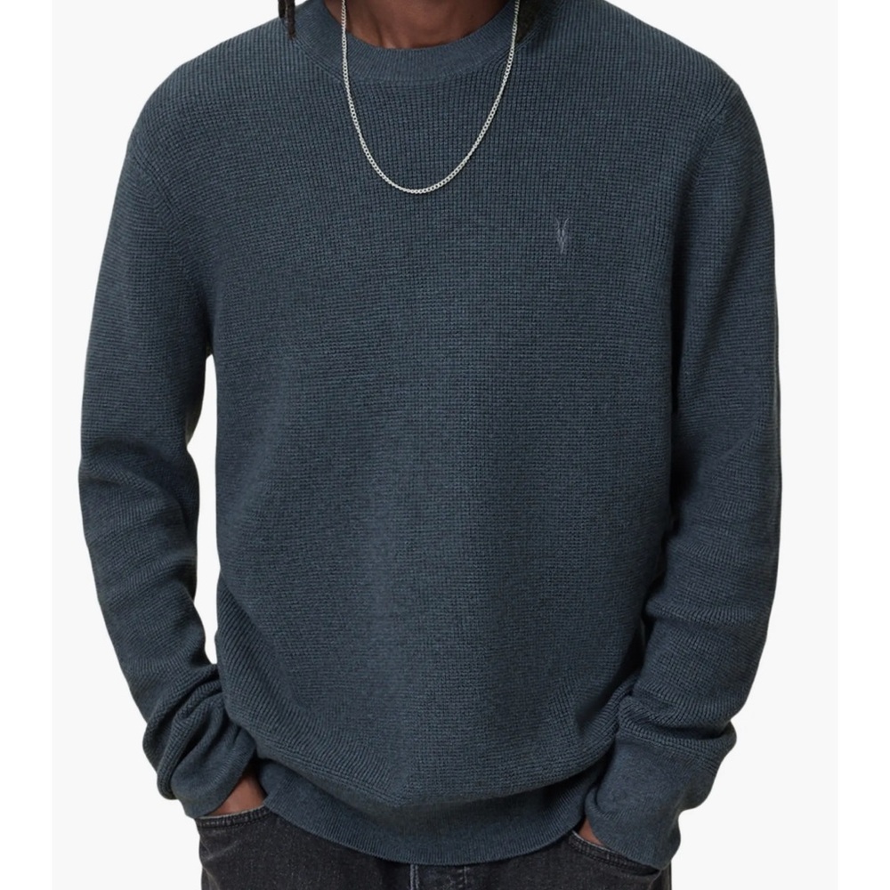 AllSaints 
Oversize Cotton & Wool Waffle Crewneck Sweater